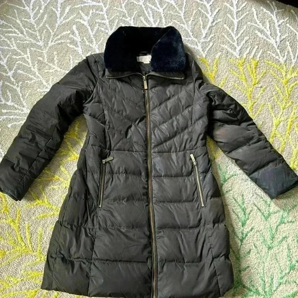 Michael Kors olive down puffer long winter jacket M